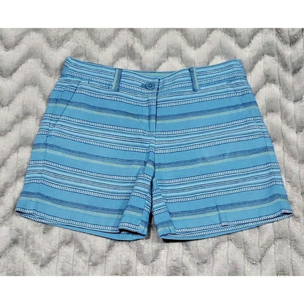 Ann Taylor Loft Womens Size 0 Original Blue Stripe Cotton Walking Shorts